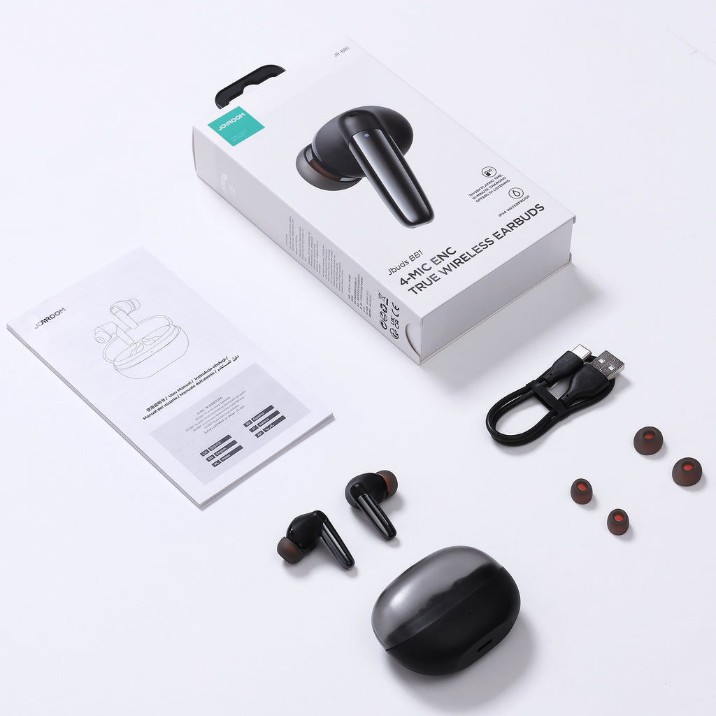 Joyroom Jbuds serijos JR-BB1 TWS į ausis įdedamos belaidės ausinės – juodos