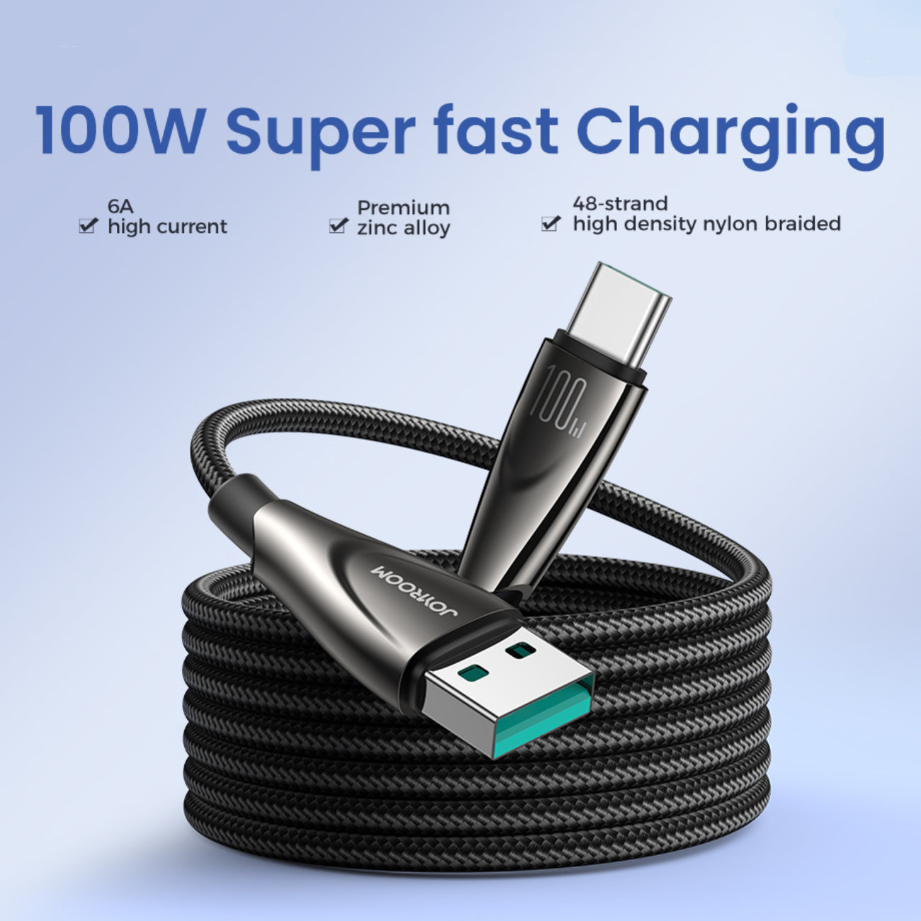 Joyroom Pioneer Series SA31-AC6 USB-A / USB-C Laidas 100W 1.2m - juodas