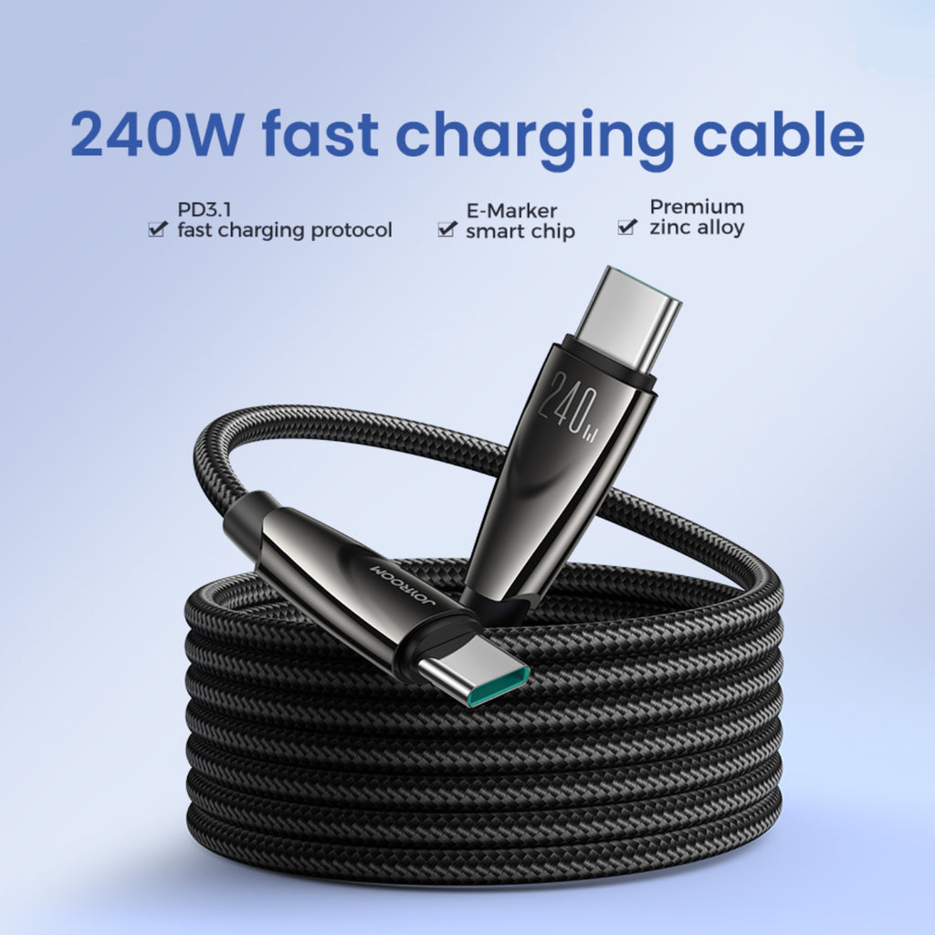 Joyroom Pioneer Series SA31-CC5 USB-C / USB-C 240W Laidas 1.2m - juodas -- Cell phone cables