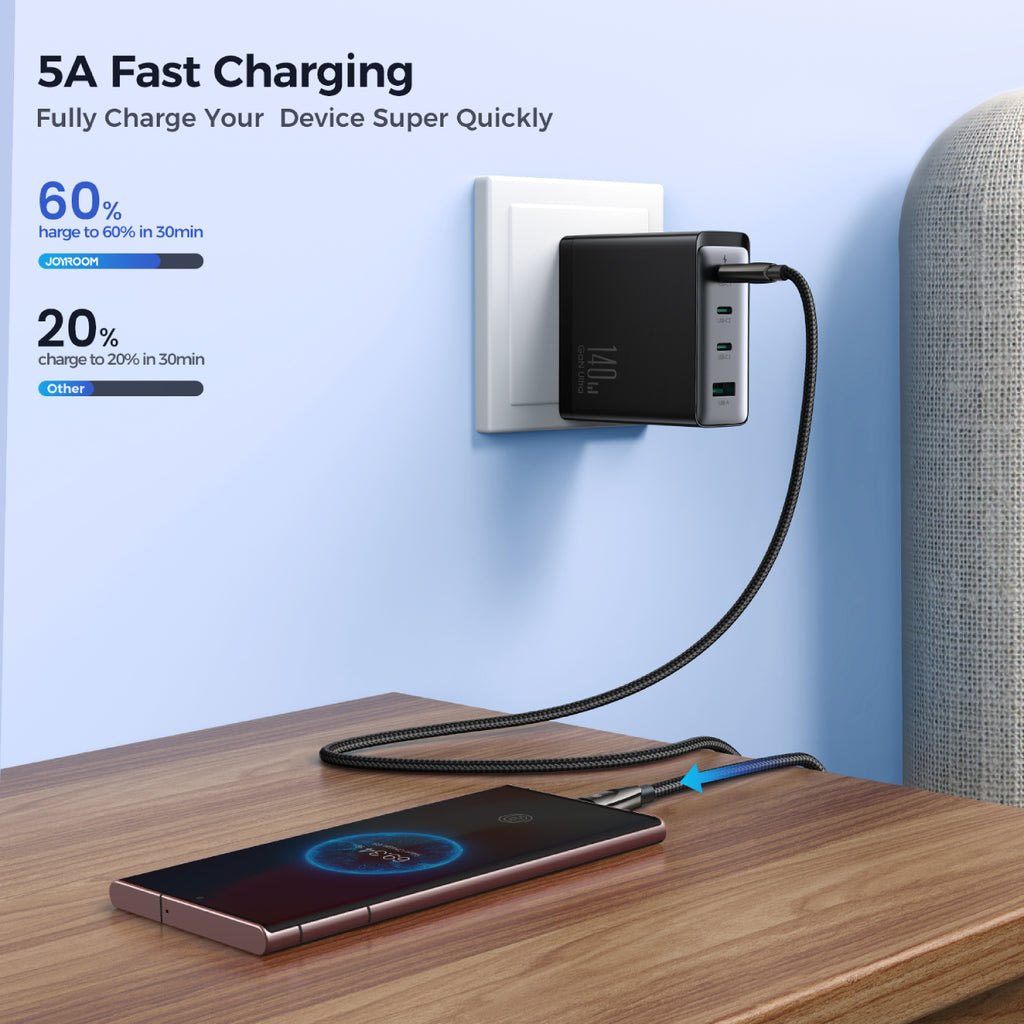 Joyroom Pioneer Series SA31-CC5 USB-C / USB-C 240W Laidas 1.2m - juodas -- Cell phone cables