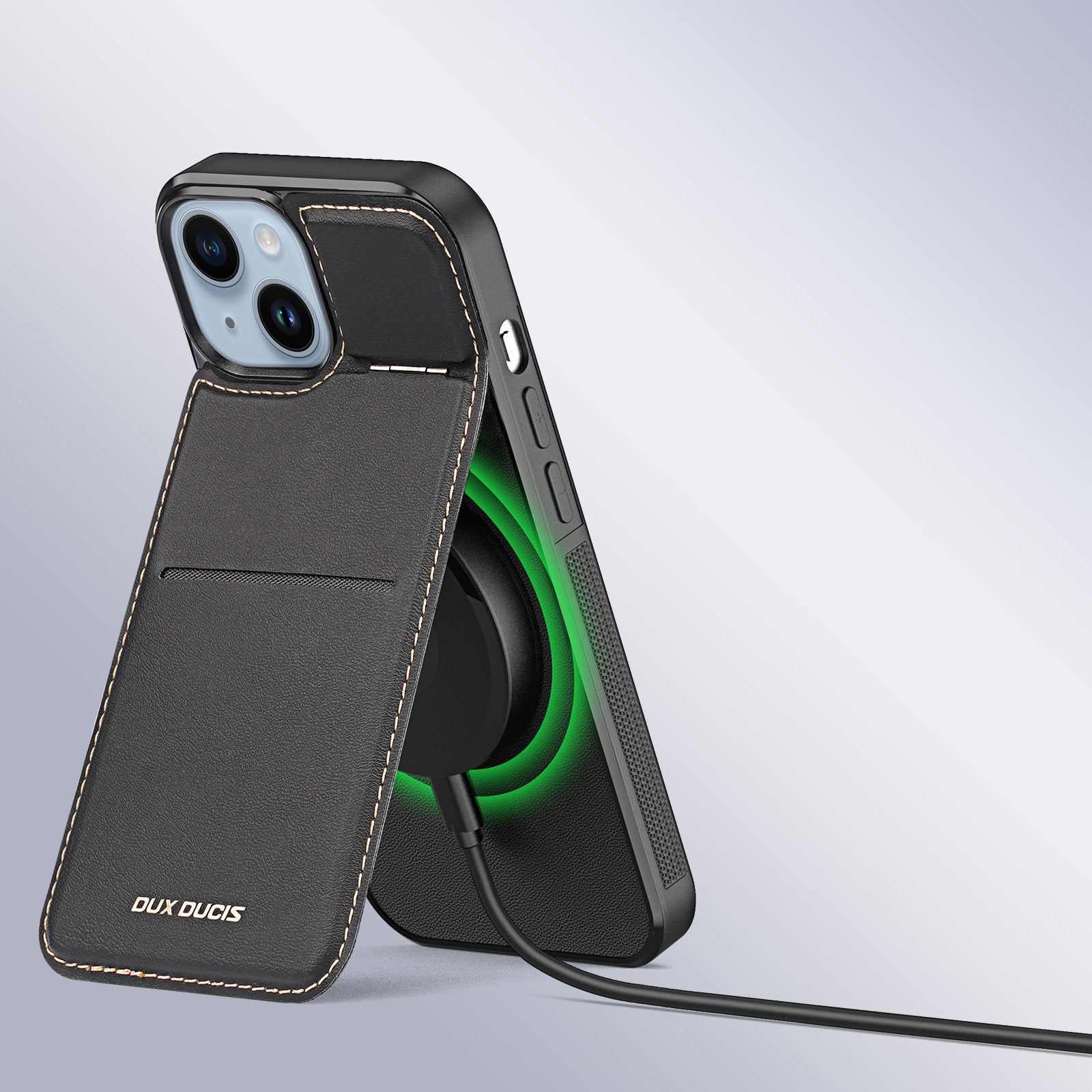 MagSafe dėklas-piniginė iPhone 15 Plus Dux Ducis – juodas