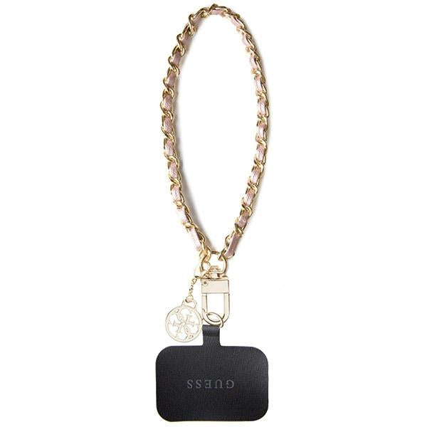 Guess GUOUCHSAMC4P universalus rankinio dirželio dėklas - rožinė Saffiano Chain 4G Charm