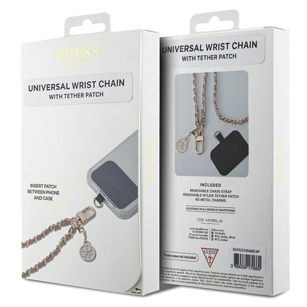 Guess GUOUCHSAMC4P universalus rankinio dirželio dėklas - rožinė Saffiano Chain 4G Charm