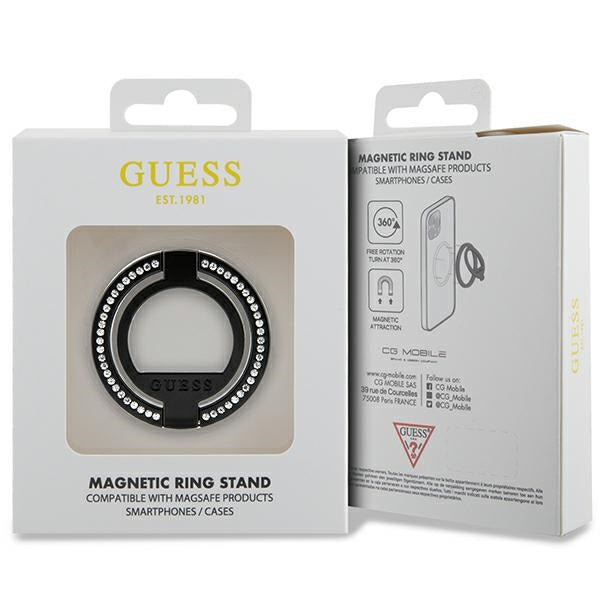 Guess MagSafe žiedo laikiklis-stovas su kristalais – juodas -- Cell phone cases and covers