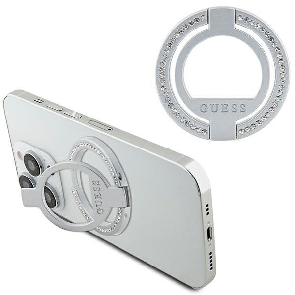 Guess MagSafe žiedinis laikiklis su kristalais – sidabrinis -- Cell phone cases and covers