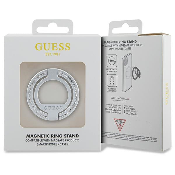 Guess MagSafe žiedinis laikiklis su kristalais – sidabrinis -- Cell phone cases and covers