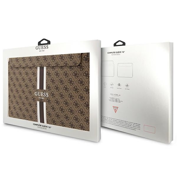 Guess 4G Printed Stripes dėklas 16" nešiojamajam kompiuteriui - rudas -- Laptop Bags