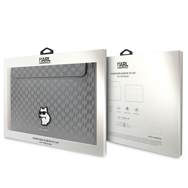 Karl Lagerfeld Saffiano Monogram Choupette dėklas 14" nešiojamam kompiuteriui - sidabrinis -- Cell phone cases and covers