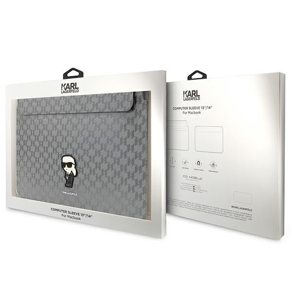 Karl Lagerfeld Saffiano Monogram Ikonik dėklas 14" nešiojamam kompiuteriui - sidabrinis -- Cell phone cases and covers