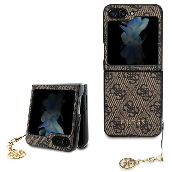 Guess 4G Charms kolekcijos dėklas Samsung Galaxy Z Flip 5 - rudas -- Samsung Galaxy Z Flip 5