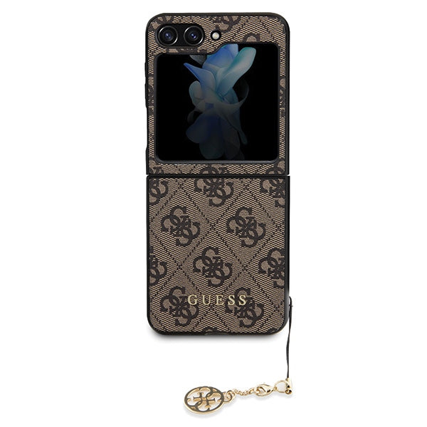 Guess 4G Charms kolekcijos dėklas Samsung Galaxy Z Flip 5 - rudas -- Samsung Galaxy Z Flip 5