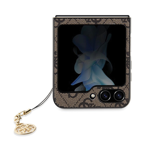 Guess 4G Charms kolekcijos dėklas Samsung Galaxy Z Flip 5 - rudas -- Samsung Galaxy Z Flip 5