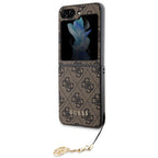 Guess 4G Charms kolekcijos dėklas Samsung Galaxy Z Flip 5 - rudas -- Samsung Galaxy Z Flip 5