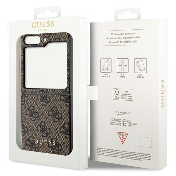 Guess 4G Charms kolekcijos dėklas Samsung Galaxy Z Flip 5 - rudas -- Samsung Galaxy Z Flip 5