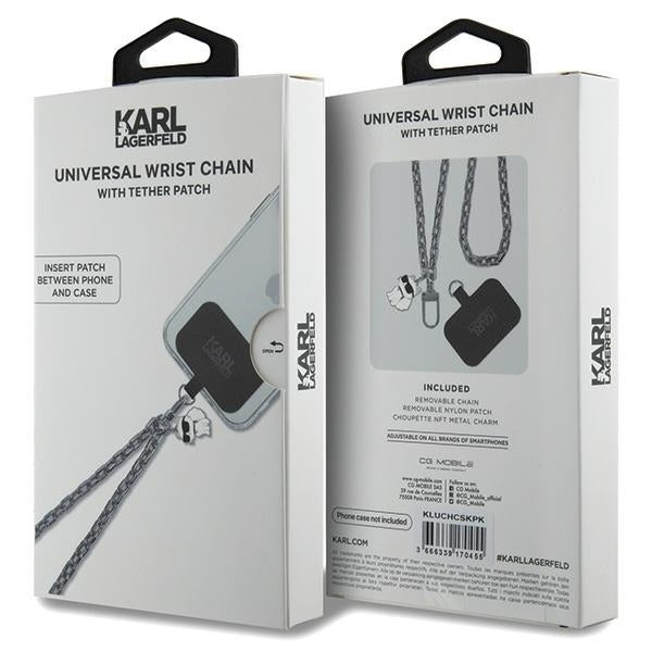 Karl Lagerfeld KLUCHCSKPK Universal Universal Hand Strap Choupette dėklas - sidabrinis
