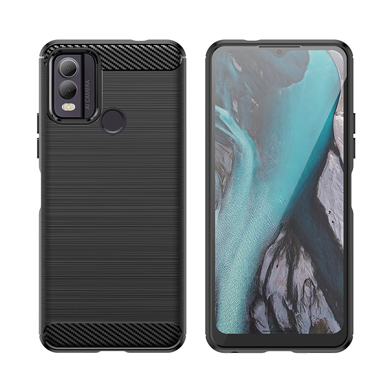 Carbon Case silikoninis dėklas, skirtas Nokia C22 - juodas -- Nokia c22
