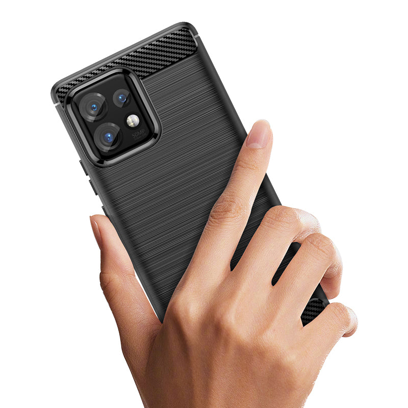 Carbon Case silikoninis dėklas, skirtas Motorola Edge 40 Pro - juodas -- Motorola Edge 40 Pro