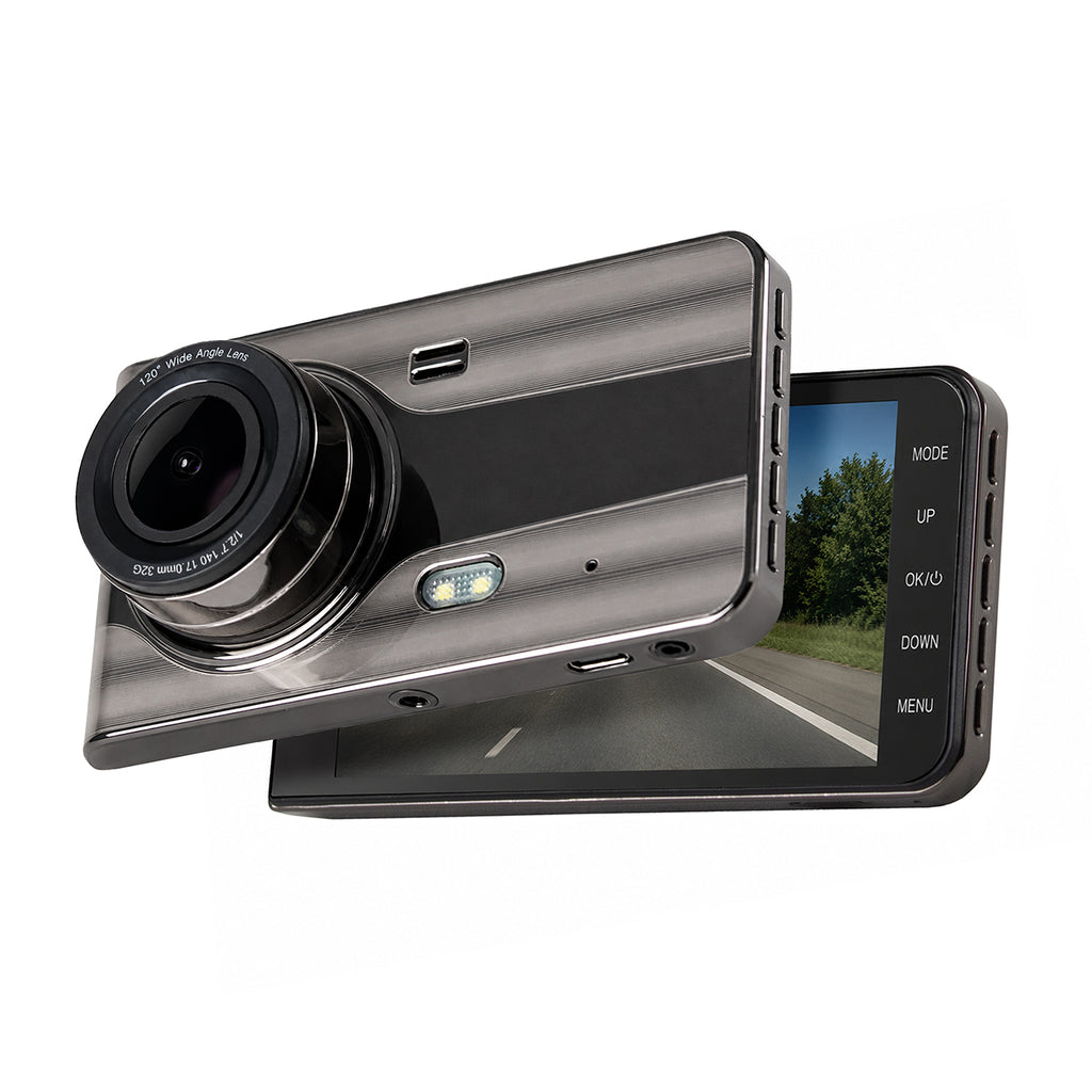 DVR979G Full HD G-sensor LCD automobilio vaizdo registratorius su atbulinės eigos kamera - smėlinė -- Selfie Sticks & Tripods