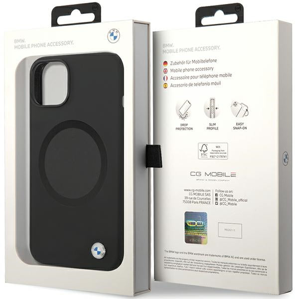 BMW MagSafe silikoninis dėklas iPhone 14 – juodas