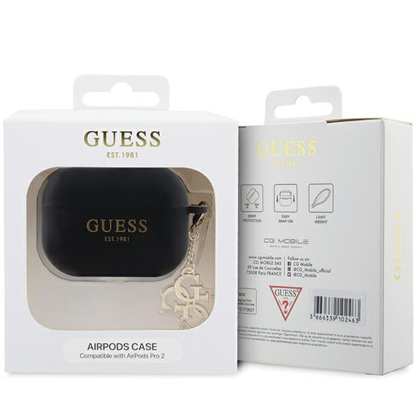 Guess GUAP2LECG4K dėklas, skirtas AirPods Pro 2 dangtelis - juodas skystas silikonas, blizgantis trikampis