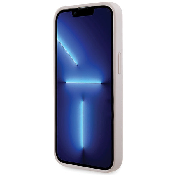 Guess dėklas iPhone 13/13 Pro – rožinis su dirželiu