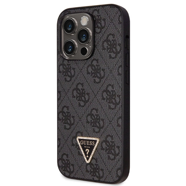 Guess dėklas iPhone 14 Pro – juodas su dirželiu