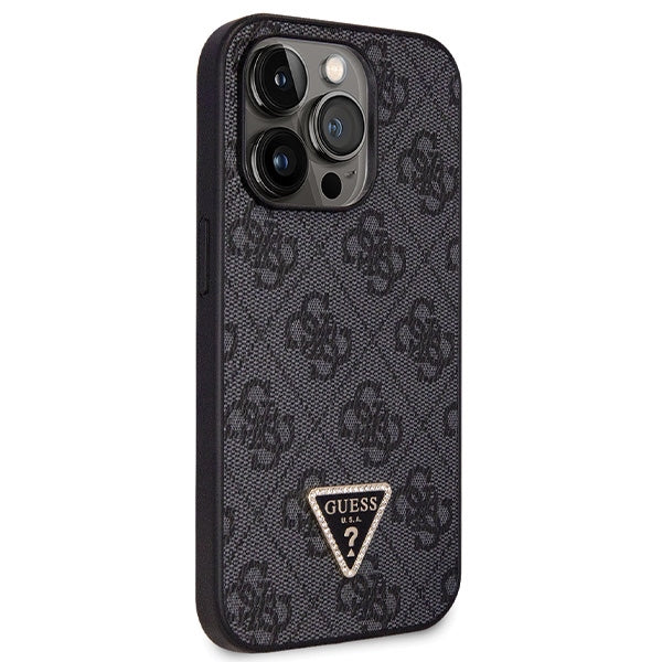Guess dėklas iPhone 14 Pro – juodas su dirželiu