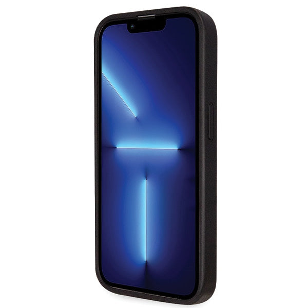Guess dėklas iPhone 14 Pro – juodas su dirželiu