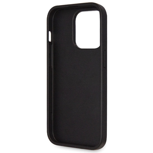 Guess dėklas iPhone 14 Pro – juodas su dirželiu
