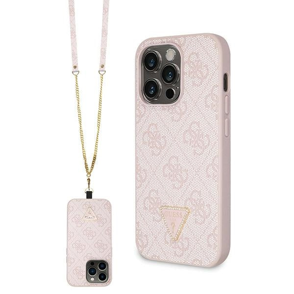 Guess Crossbody dėklas iPhone 14 Pro – rožinis