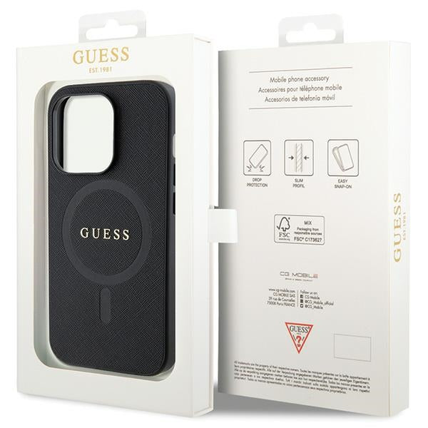 Guess MagSafe dėklas iPhone 14 Pro – juodas