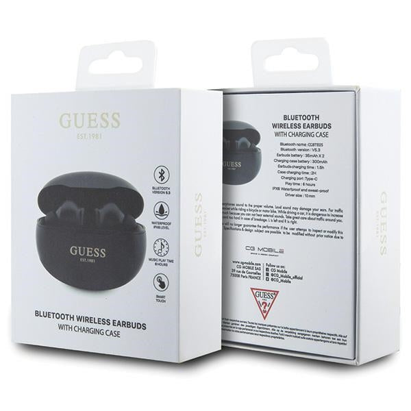 Guess GUTWST50EK TWS Bluetooth ausinės + prijungimo stotelė - juoda Classic EST