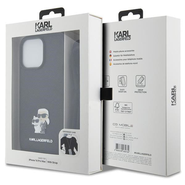 Karl Lagerfeld crossbody dėklas iPhone 14 Pro Max – juodas