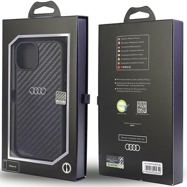 Audi Carbon Fiber dėklas iPhone 14 6.1 – juodas -- iPhone 14