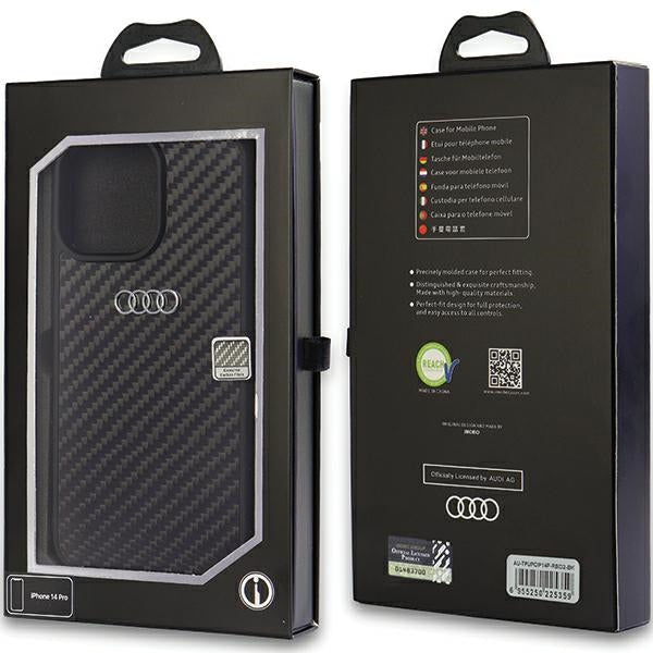 Audi Carbon Fiber dėklas iPhone 14 Pro – juodas