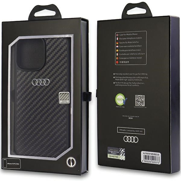 Audi Carbon Fiber dėklas iPhone 14 Pro Max – juodas