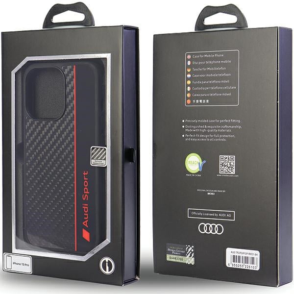 Audi Carbon Fiber Stripe dėklas iPhone 13 Pro/13 – juodas