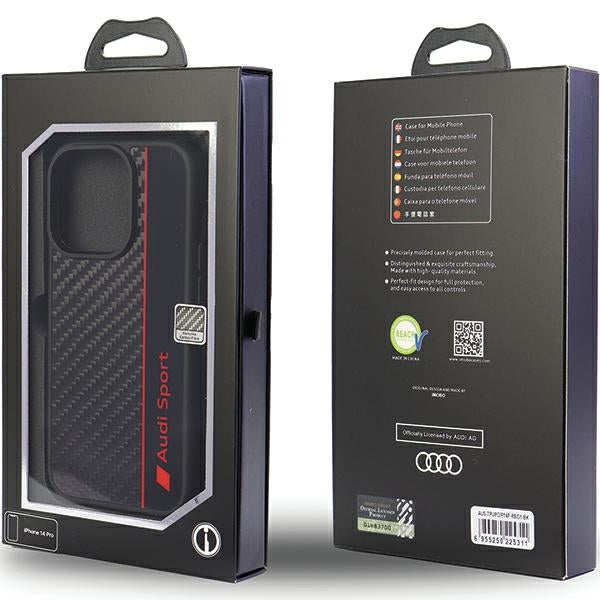 Audi Carbon Fiber Stripe dėklas iPhone 13 Pro Max – juodas