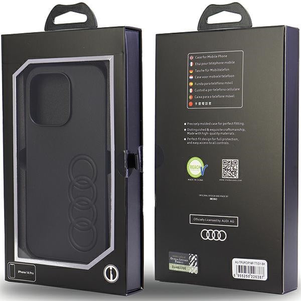 Audi Synthetic Leather dėklas iPhone 14 Pro – juodas