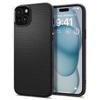 Spigen Liquid Air dėklas iPhone 15 – matinis juodas