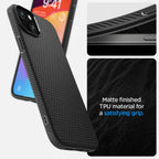 Spigen Liquid Air dėklas iPhone 15 – matinis juodas