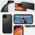 Spigen Liquid Air dėklas iPhone 15 – matinis juodas