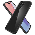 Spigen Crystal Hybrid dėklas iPhone 15 Plus – skaidrus/juodas