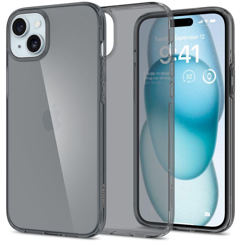 Spigen Crystal Flex dėklas iPhone 15 Plus – pilkai skaidrus