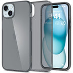 Spigen Crystal Flex dėklas iPhone 15 Plus – pilkai skaidrus
