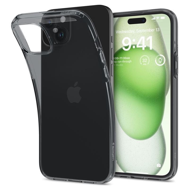 Spigen Crystal Flex dėklas iPhone 15 Plus – pilkai skaidrus