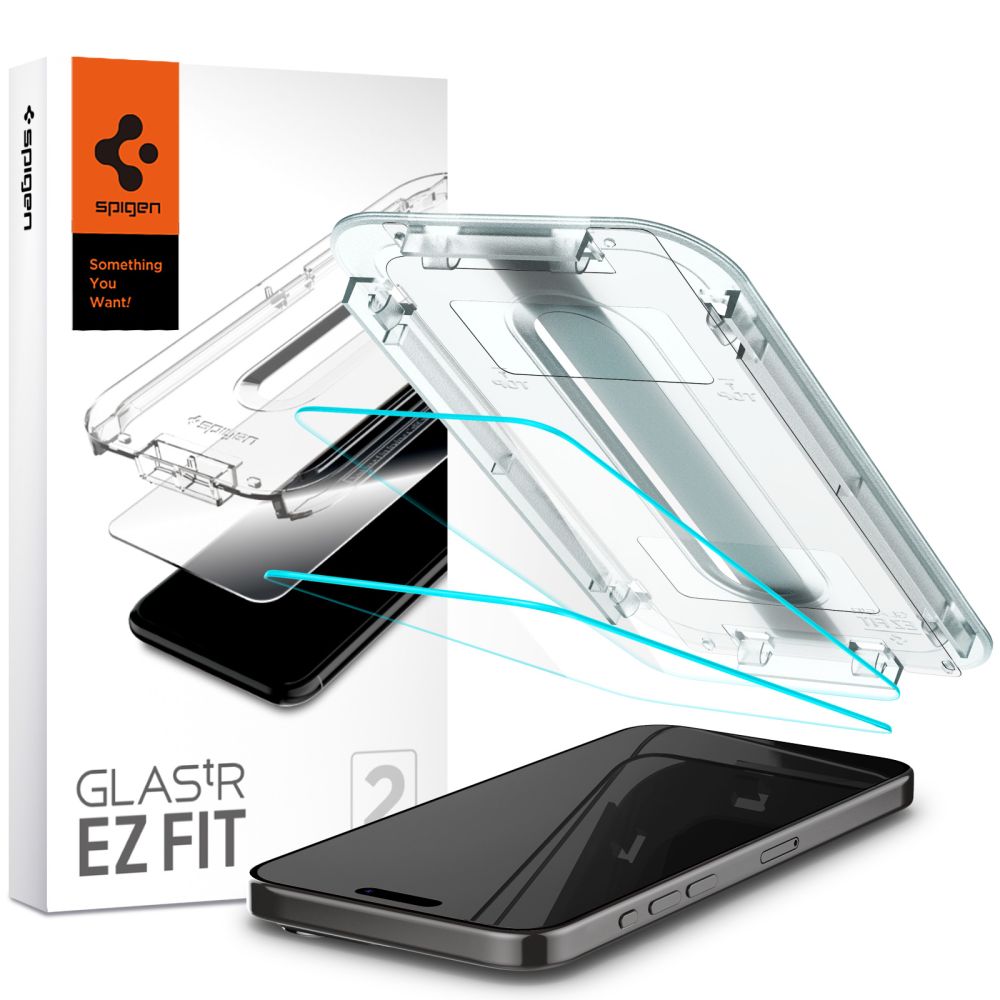 Spigen Glas.TR EZ Fit grūdintas stiklas iPhone 15 Pro (2 vnt.)