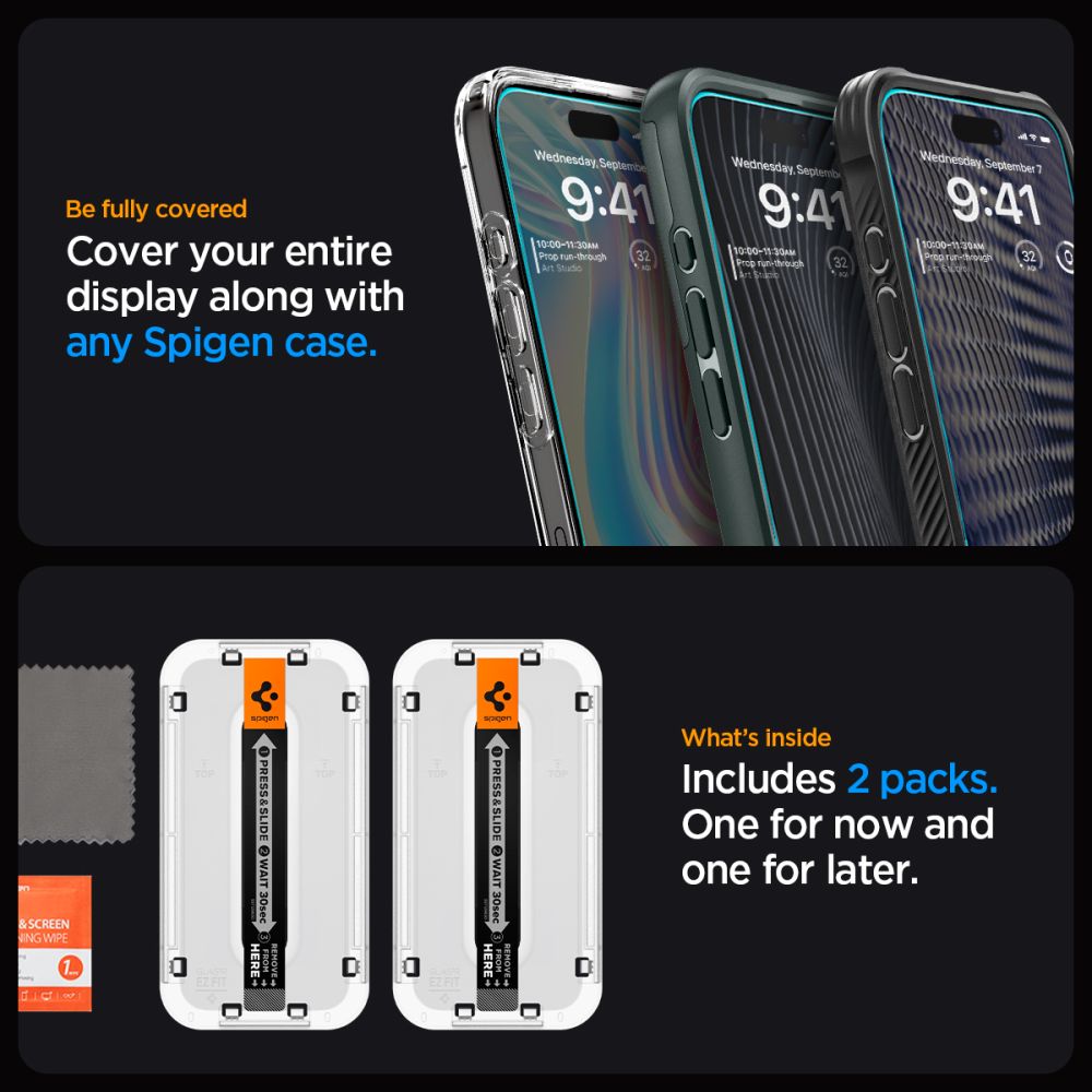 Spigen Glas.TR EZ Fit grūdintas stiklas iPhone 15 Pro (2 vnt.)