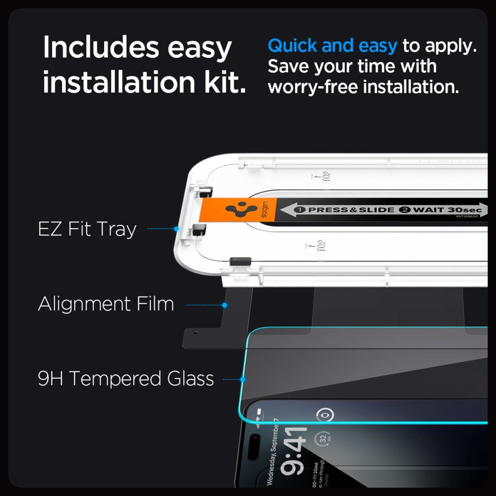Spigen GlasTR EZ Fit grūdintas stiklas iPhone 15 Pro Max (2 vnt.)