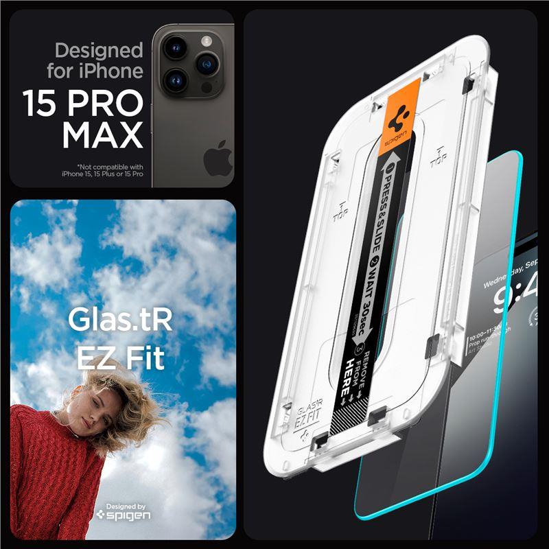 Spigen GlasTR EZ Fit grūdintas stiklas iPhone 15 Pro Max (2 vnt.)